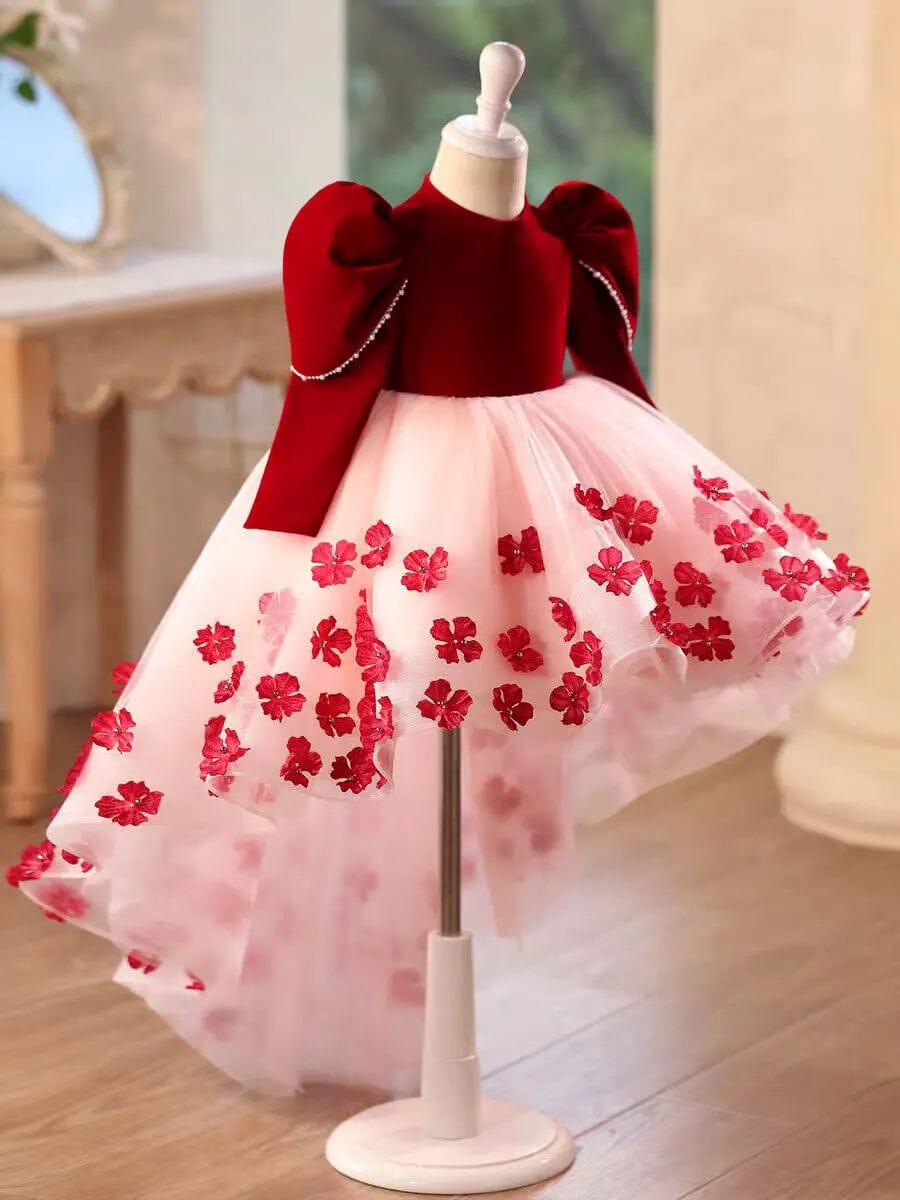 Bespoke Red Flower Girl Dress for Girls | Custom Size