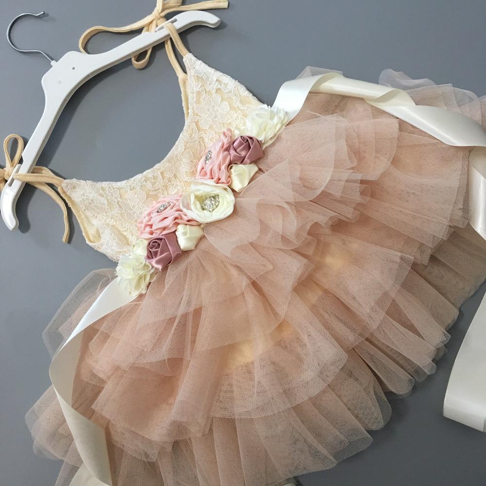 tutu dress princess Beautiful Princess Tutu Dress Pink flower sashes / 2T