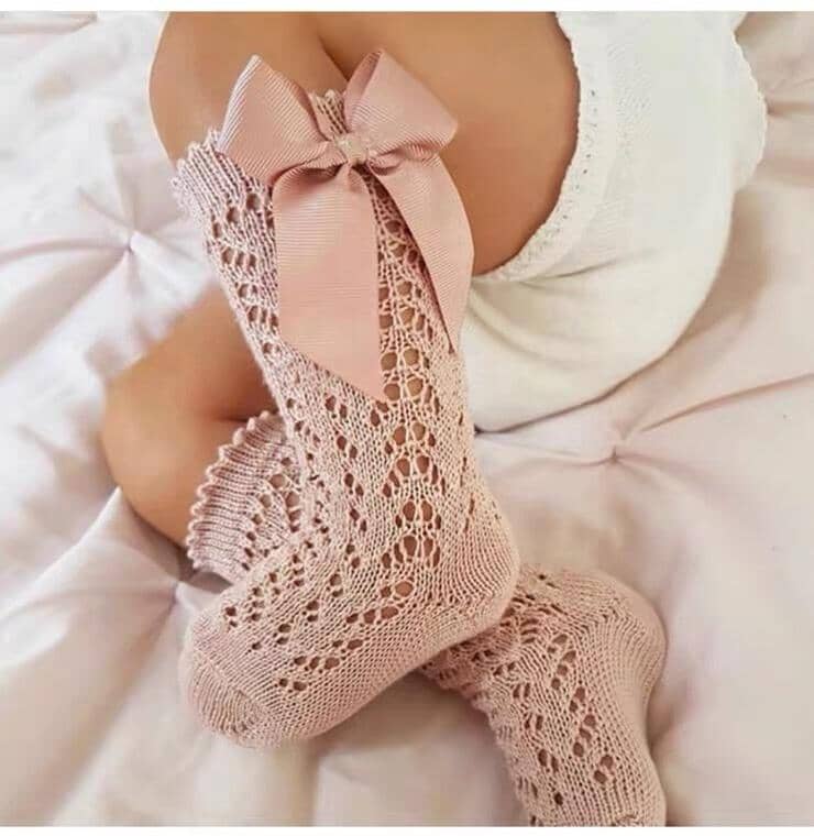 Lace and Silk Bows Socks - Priority Shipping Light Pink / S