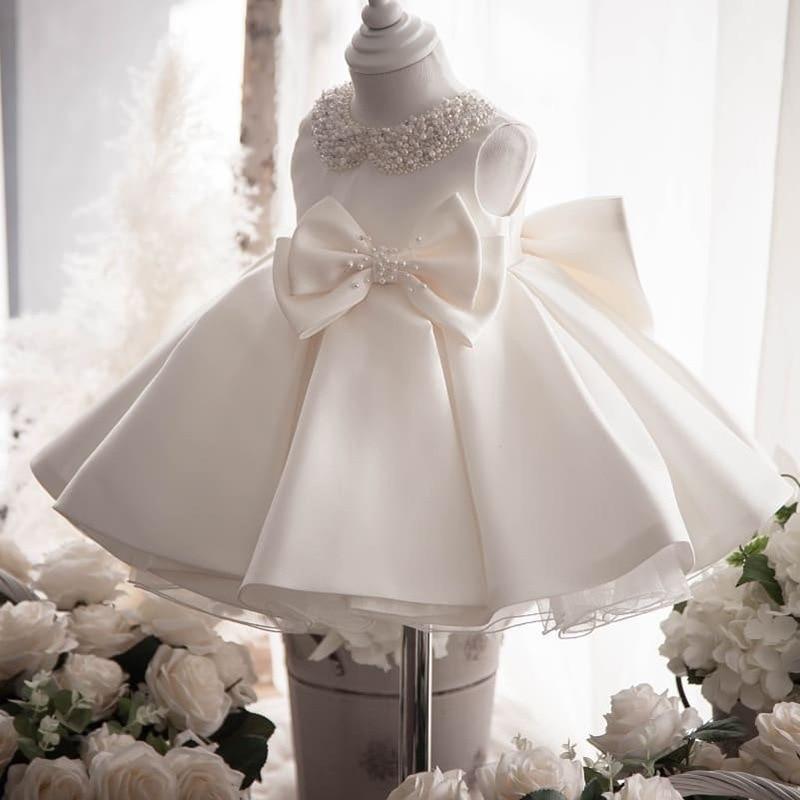 Mini Princess Beautiful Bows Dress Priority Shipping White / 4